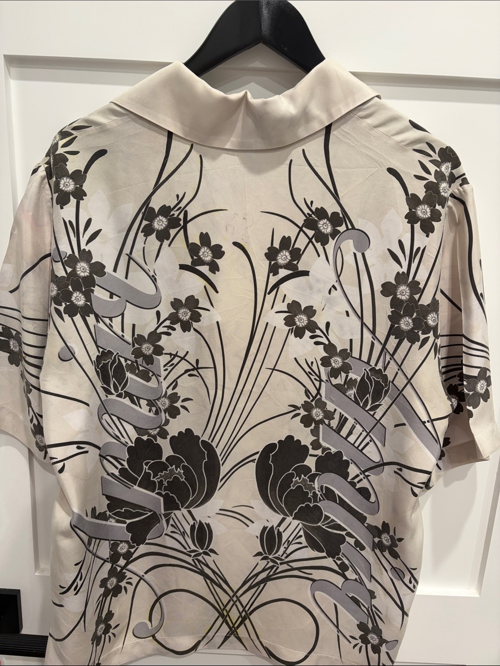 AMIRI Beige and Black Floral Short-Sleeve Button Shirt - Picture 5 of 8